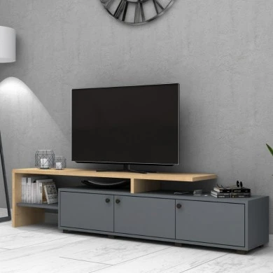 Amadeo Megapap melamine TV furniture in anthracite - oak color 197.5x35x46cm.
