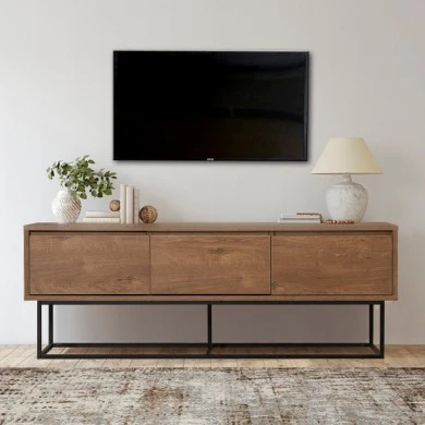 Amedeo Megapap melamine TV furniture in walnut color 140x40x50cm.