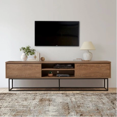 Έπιπλο τηλεόρασης Amedeo Megapap χρώμα καρυδί 180x40x50εκ.