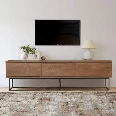 Amedeo Megapap melamine TV furniture in walnut color 180x40x50cm.
