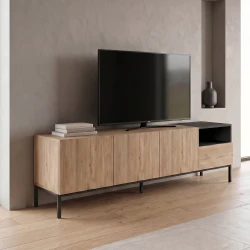 Έπιπλο τηλεόρασης Cailin Megapap χρώμα sepet oak - black wood 180x41,8x55εκ. Έπιπλο τηλεόρασης Cailin Megapap χρώμα sepet oak - black wood 180x41,8x55εκ.