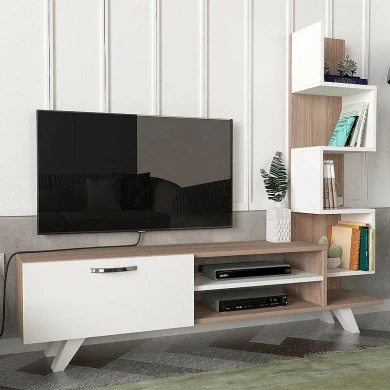 Ceren Megapap melamine TV stand in white - cordoba color 149,5x31x131,6cm.