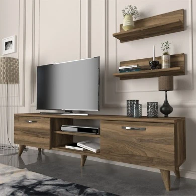 Colin Megapap melamine tv stand in walnut color 150x29.5x40,6cm.