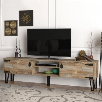Έπιπλο τηλεόρασης Costa Megapap χρώμα vintage patik - μαύρο 180x29,5x49εκ.