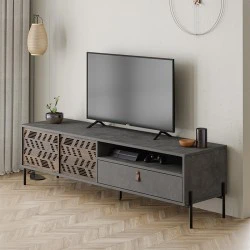 Dionysos Megapap melamine TV furniture in retro grey color 170x45x48,6cm.