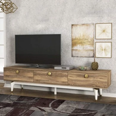 Elendra Megapap melamine TV stand in walnut color 180x29,5x43cm.