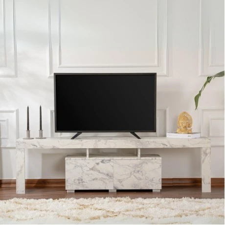 Enclave Megapap melamine TV furniture in marble effect color 180x31.3x50cm.