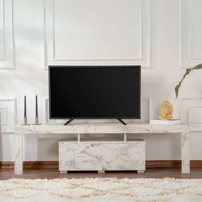 Enclave Megapap melamine TV furniture in marble effect color 180x31.3x50cm.