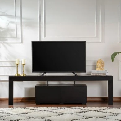 Enclave Megapap melamine TV furniture in black color 180x31.3x50cm.