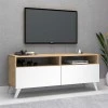 Encoy Megapap melamine TV furniture in sonoma - white color 120x35x50cm.
