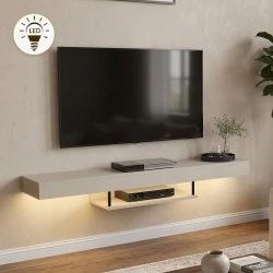 Έπιπλο τηλεόρασης επιτοίχιο Albares Megapap με LED χρώμα sandstone 150x29,6x22εκ.