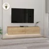 Aristo Megapap melamine wall TV cabinet with LED lighting in sapphire oak color 135x31.6x25cm.