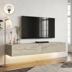 Έπιπλο τηλεόρασης επιτοίχιο Aristo Megapap με LED χρώμα travertine 135x31,6x25εκ. Έπιπλο τηλεόρασης επιτοίχιο Aristo Megapap με LED χρώμα travertine 135x31,6x25εκ.