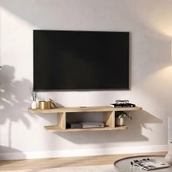 Έπιπλο τηλεόρασης επιτοίχιο Arkea Megapap χρώμα sepet oak 105x29,6x18,6εκ.