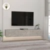 Damla Megapap melamine wall TV cabinet with LED lighting in white marble effect color 180x29.5x29.5cm.