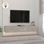 Damla Megapap melamine wall TV cabinet with LED lighting in white marble effect color 180x29.5x29.5cm.