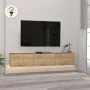 Damla Megapap melamine wall TV cabinet with LED lighting in sapphire oak color 180x29.5x29.5cm.