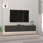 Damla Megapap melamine wall TV cabinet with LED lighting in sapphire oak - antracite color 180x29.5x29.5cm.