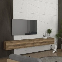 Espanse Megapap melamine wall TV furniture in walnut color 241.8x31.7x30cm.