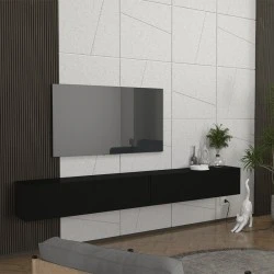 Espanse Megapap melamine wall TV furniture in black color 241.8x31.7x30cm.