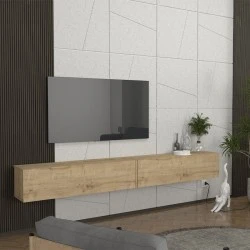 Espanse Megapap melamine wall TV furniture in sapphire oak color 241.8x31.7x30cm.