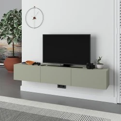 Francy Megapap melamine wall mounted tv stand in ash green color 180x30x30cm.