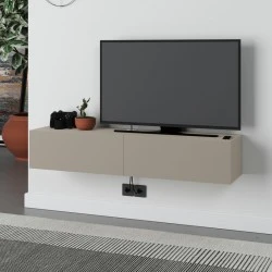 Francy Megapap melamine wall mounted tv stand in sandstone color 135x31.7x25cm.