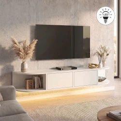 Έπιπλο τηλεόρασης επιτοίχιο Korven Megapap με LED χρώμα λευκό 180x35x28,8εκ. Έπιπλο τηλεόρασης επιτοίχιο Korven Megapap με LED χρώμα λευκό 180x35x28,8εκ.