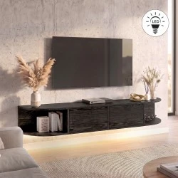 Έπιπλο τηλεόρασης επιτοίχιο Korven Megapap με LED χρώμα sencron black 180x35x28,8εκ. Έπιπλο τηλεόρασης επιτοίχιο Korven Megapap με LED χρώμα sencron black 180x35x28,8εκ.