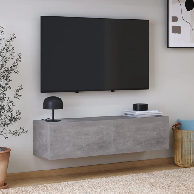 Έπιπλο τηλεόρασης επιτοίχιο Palm Megapap χρώμα γκρι ρετρό 120x32x30εκ.