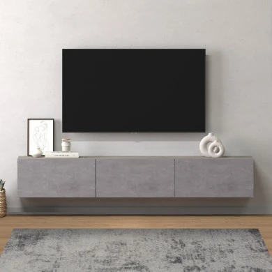 Palm Megapap melamine wall mounted tv furniture in retro grey color 180x32x30cm.