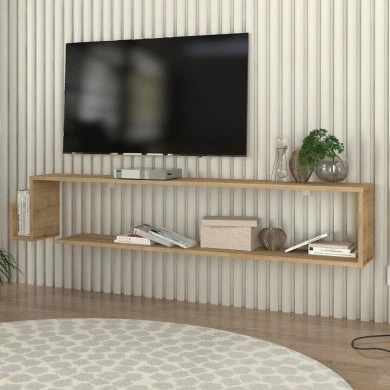 Regnar Megapap melamine wall TV furniture in sapphire oak color 168.6x25x31.8cm.