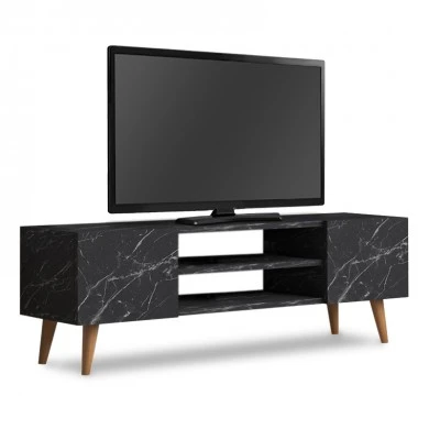 Etna Megapap melamine TV furniture in black marble effect color 120x30x40cm.