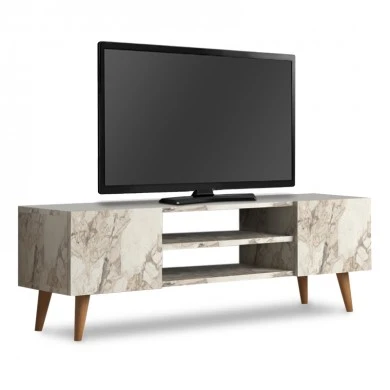 Etna Megapap melamine TV furniture in black marble effect color 120x30x40cm.