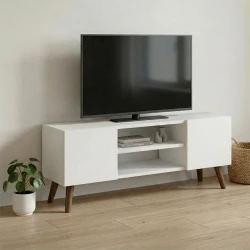 Etna Megapap melamine tv furniture in white color 120x30x45cm. Etna Megapap melamine tv furniture in white color 120x30x45cm.
