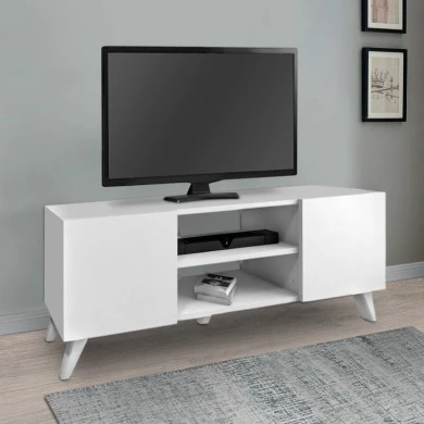 Evelyn Megapap melamine TV stand in white color 140x35x46cm.