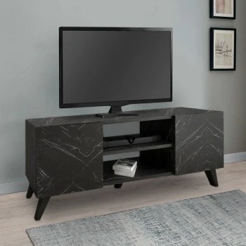 Evelyn Megapap melamine TV stand in black marble effect color 140x35x46cm.