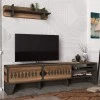 Fabiano Megapap melamine TV stand in walnut - anthracite color 183,6x34,8x46cm.