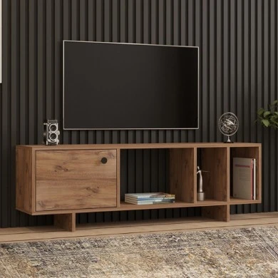 Folsom Megapap melamine tv stand in atlantic pine 140x29.9x45cm.