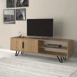 Foot Megapap melamine TV furniture in sonoma color 160x35x49cm.