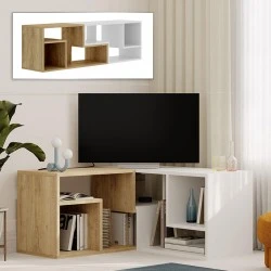 Glis Megapap melamine tv stand in sapphire oak - white color 145x35x44.8cm.