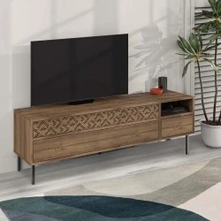 Heaton Megapap melamine TV furniture in light brown color 144,6x35,6x48,4cm.