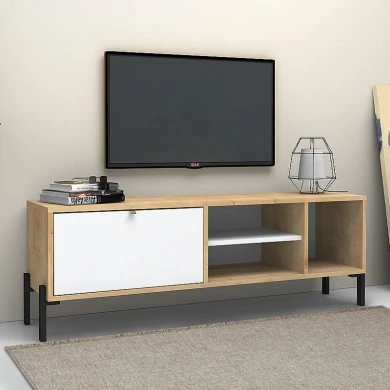 Hedda Megapap melamine TV furniture in oak - white color 160x35x50cm.
