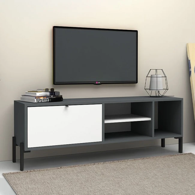 Hedda Megapap melamine TV furniture in grey - white color 160x35x50cm.