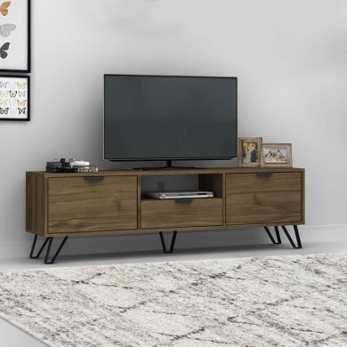 Jasmine Megapap melamine TV furniture in walnut color 170x35x50cm.
