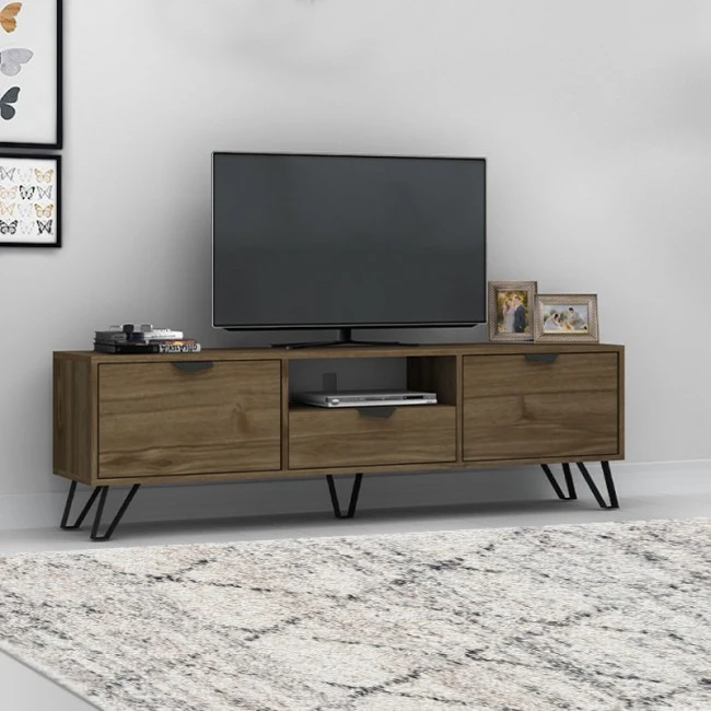 Έπιπλο τηλεόρασης Jasmine Megapap χρώμα καρυδί 170x35x50εκ.