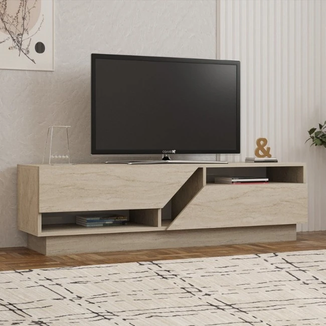 Koza Megapap melamine tv stand in travertine color 160x40x45cm.