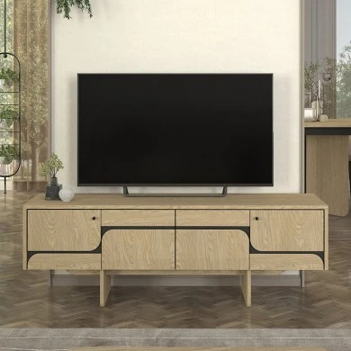 Lava Megapap melamine console in rota oak - anthracite color 150x35x51.3cm.