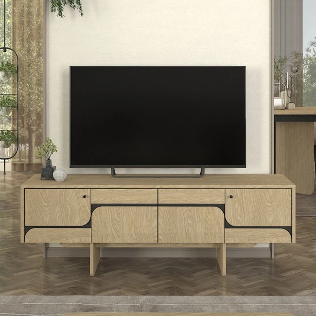 Lava Megapap melamine console in rota oak - anthracite color 150x35x51.3cm.