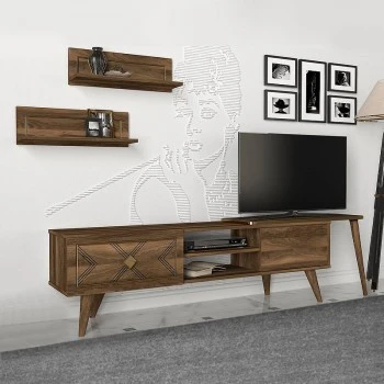 Έπιπλο τηλεόρασης Limoge Megapap χρώμα καρυδί 190x29,5x50εκ.